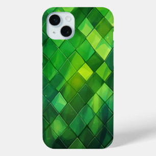 SHADES OF IRISH GREEN & GOLD DIAGNONAL TILES iPhone 15 PLUS CASE