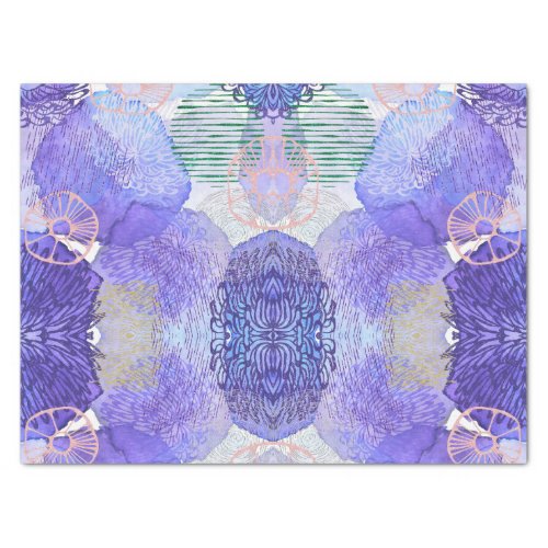 Shades of Lavender and Green Abstract Flowers Tissue Paper