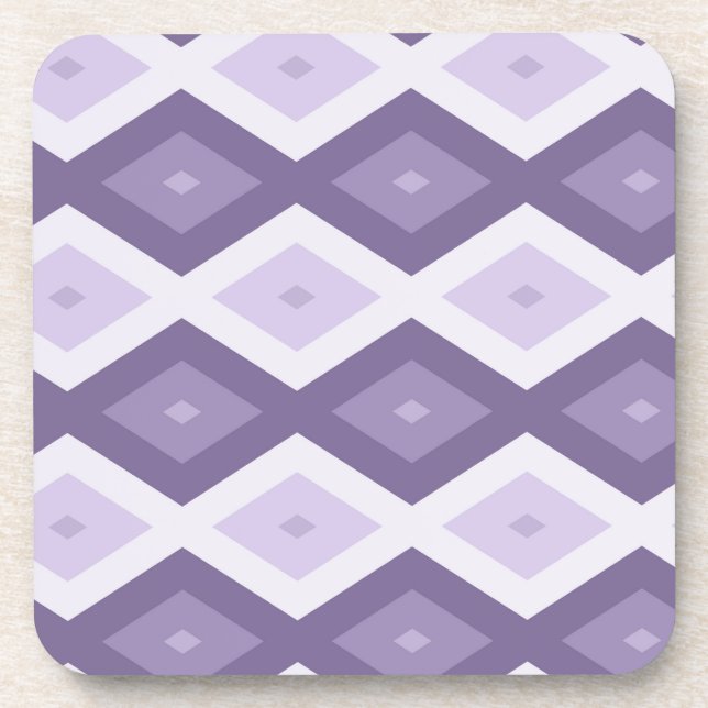 Shades of lavender diamond pattern beverage coaster (Front)