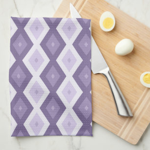 Shades of lavender diamond pattern kitchen towel