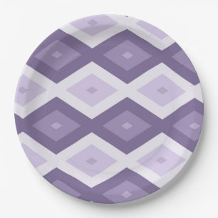 Shades of lavender diamond pattern paper plates