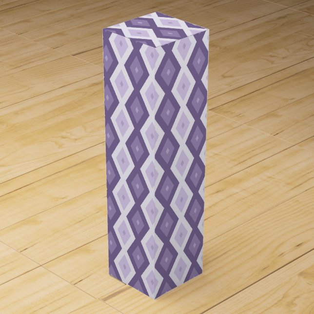 Shades of lavender diamond pattern wine box (Front)