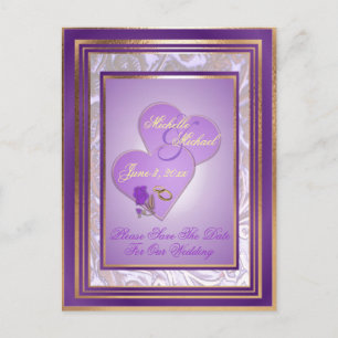 Shades of Lavender Purple Gold Wedding Save Date Announcement Postcard