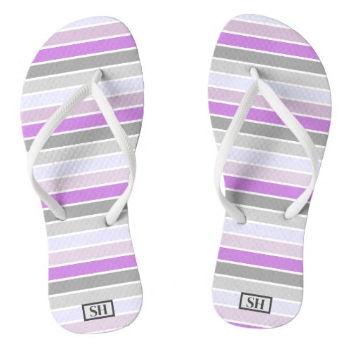 Shades of Lavender Striped Monogram _ Flip Flops