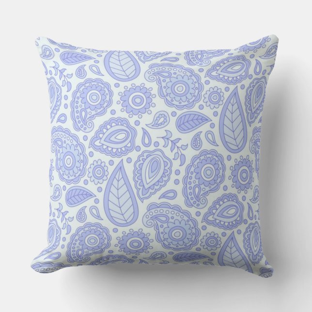 shades of light blue & lavender, set pale white  throw pillow (Front)