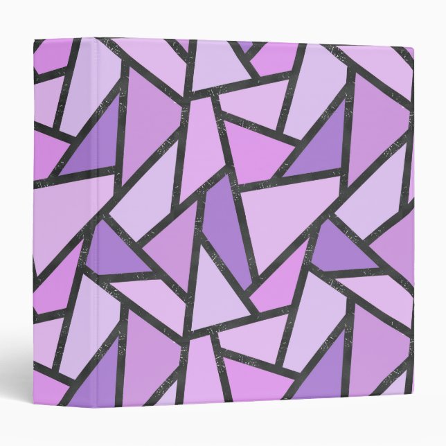 Shades of lilac stained glass pattern 3 ring binder (Front/Spine)