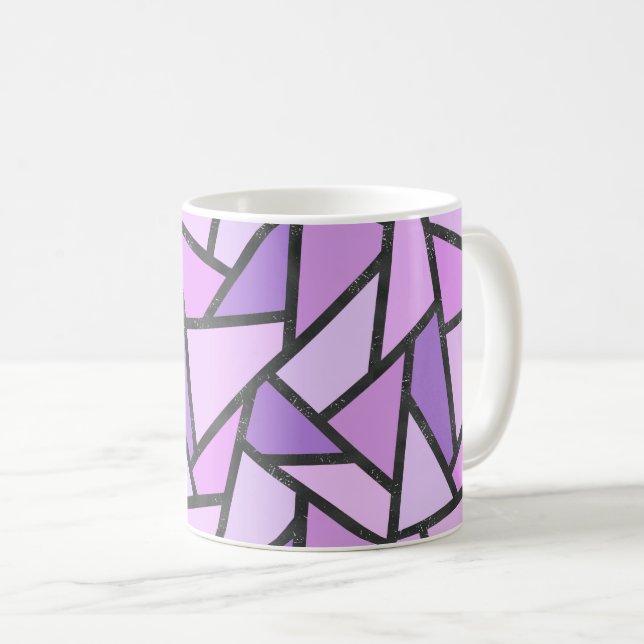 Shades of lilac stained glass pattern coffee mug (Front Right)