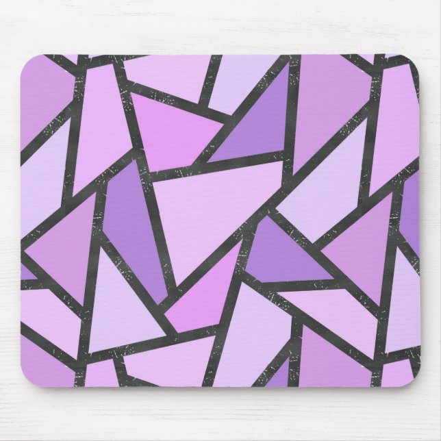 Shades of lilac stained glass pattern mouse pad (Front)