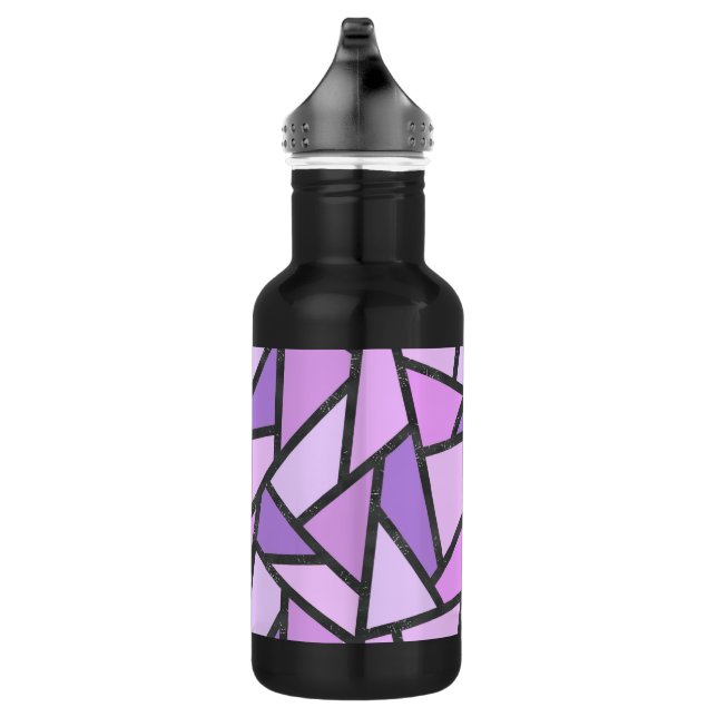 Shades of lilac stained glass pattern stainless steel water bottle (Right)