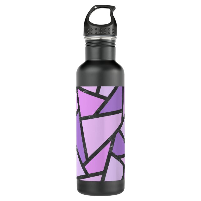 Shades of lilac stained glass pattern stainless steel water bottle (Front)