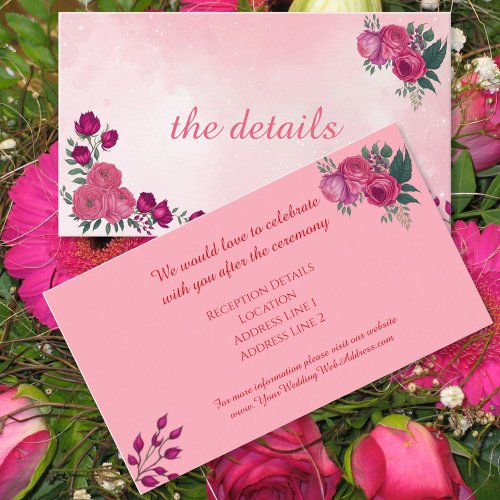 Shades of Magenta Pink Rose Modern Wedding   Enclosure Card