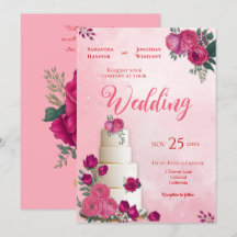 Shades of Magenta Pink Rose Modern Wedding