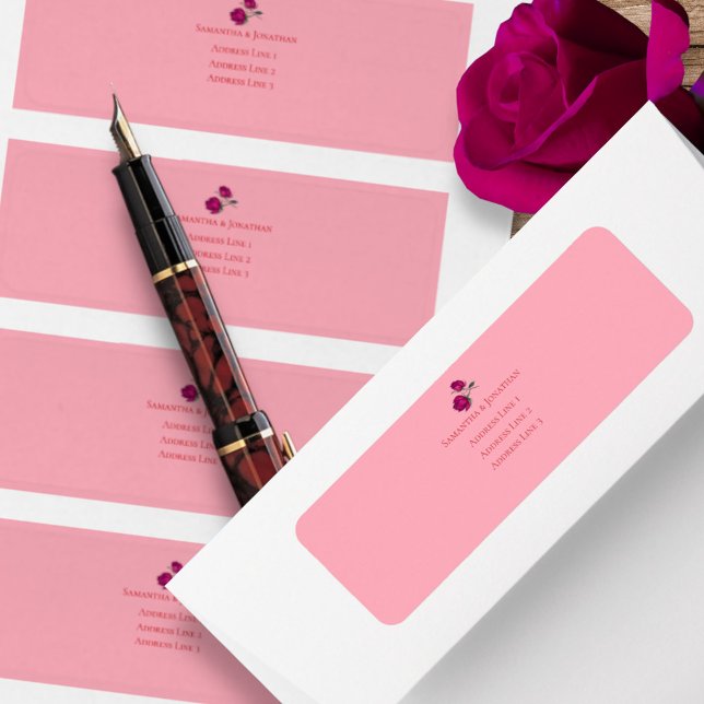 Shades of Magenta Pink Rose Modern Wedding Label (Creator Uploaded)