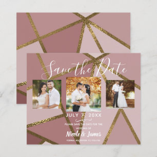 Shades of Mauve Pink & Gold Bronze Geometric Glam