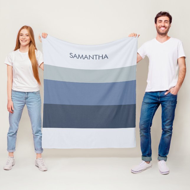 Shades of Modern Color Blocks Stripes Personalize Fleece Blanket (In Situ)