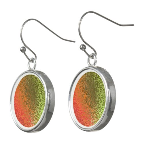 Shades of Orange and Green Abstract Drop Earrings