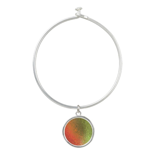 Shades of Orange and Green Bangle Bracelet Charm (Front)