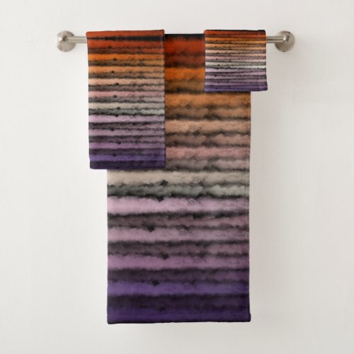 Shades Of Orange And Purple Salty Watercolor Art  Bath Towel Set