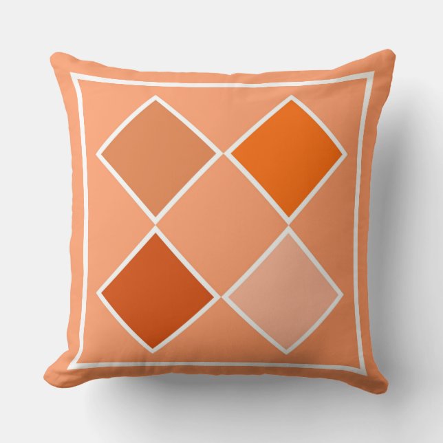 Shades of Orange Argyle Throw Pillow (Front)