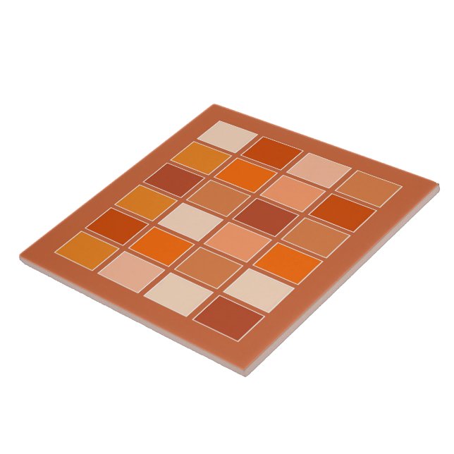 Shades of Orange Blocks Ceramic Tile (Side)
