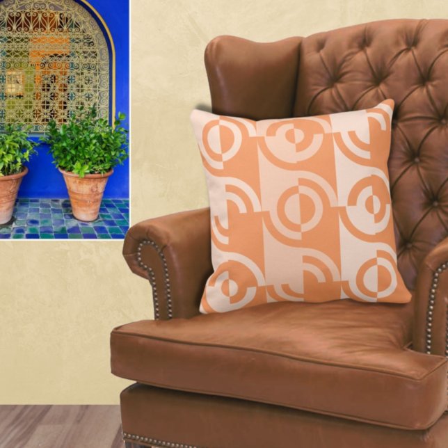 Shades Of Orange Circular Fragments Throw Pillow (Creator Uploaded)