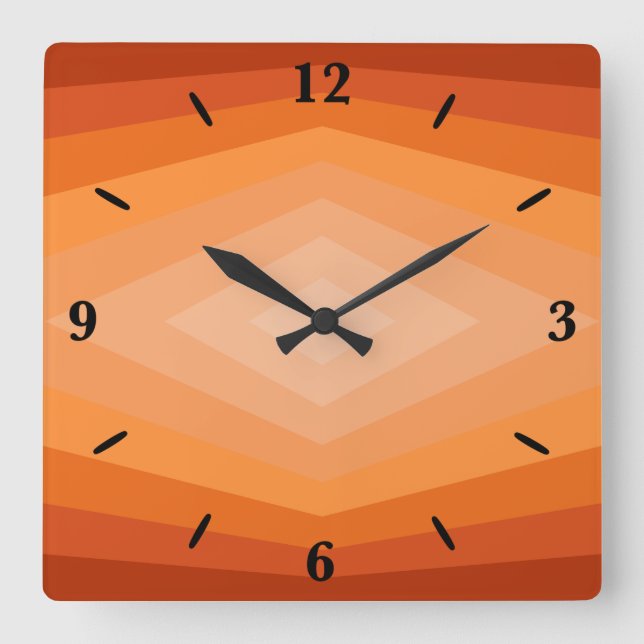 Shades Of Orange Geometric Abstract Art Square Wall Clock (Front)