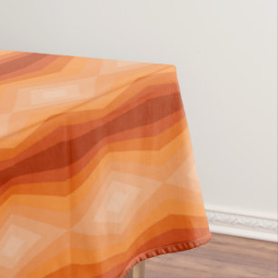 Shades Of Orange Geometric Abstract Art Tablecloth