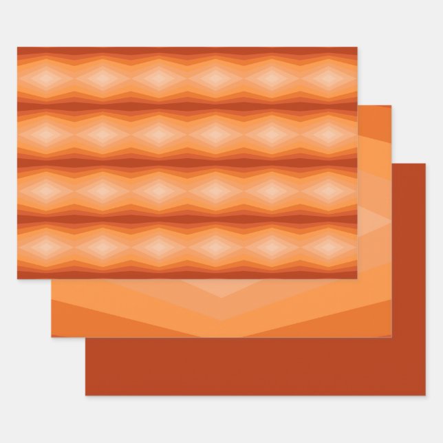 Shades Of Orange Geometric Abstract Art  Wrapping Paper Sheets (Set)