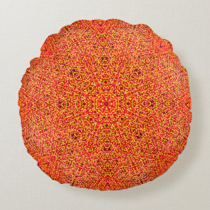Shades of Orange Mandala Round Pillow
