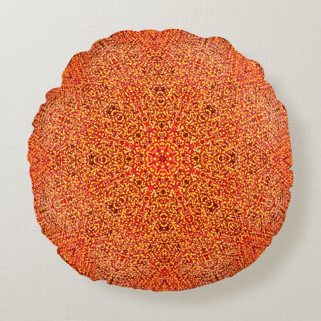 Shades of Orange Mandala Round Pillow (Front)
