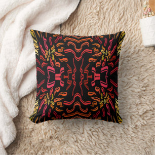 Shades Of Orange Red Yellow Ribbon Art Design Throw Pillow