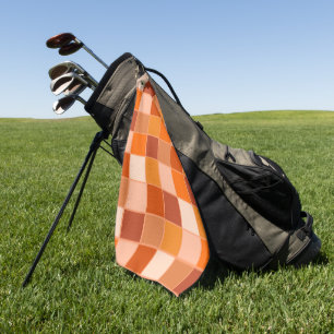 Shades of Orange Squares Golf Towel