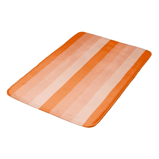 Shades of Orange Stripes Bathroom Mat (Angled)