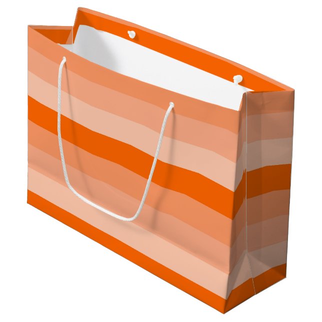 Shades of Orange Stripes Large Gift Bag (Front Angled)