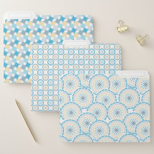 SHADES OF PASTEL BLUE & YELLOW PATTERNS FILE FOLDER
