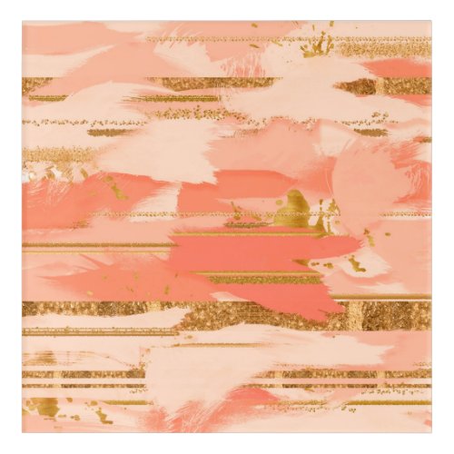 Shades of peach and gold strokes acrylic print