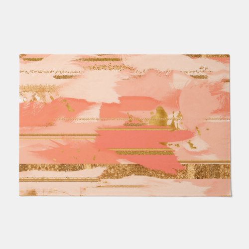 Shades of peach and gold strokes doormat