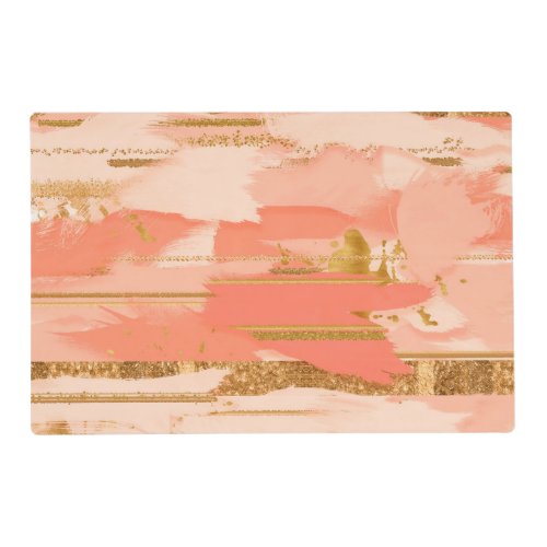 Shades of peach and gold strokes placemat