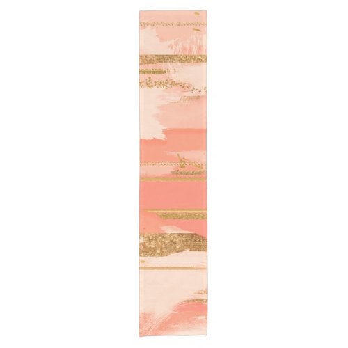 Shades of peach and gold strokes short table runner