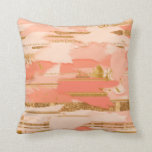 Shades of peach and gold strokes throw pillow