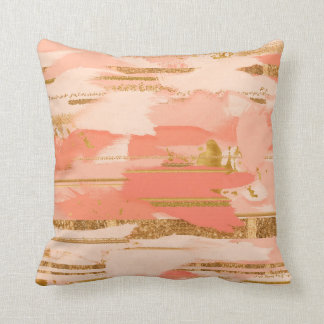 Shades of peach and gold strokes throw pillow