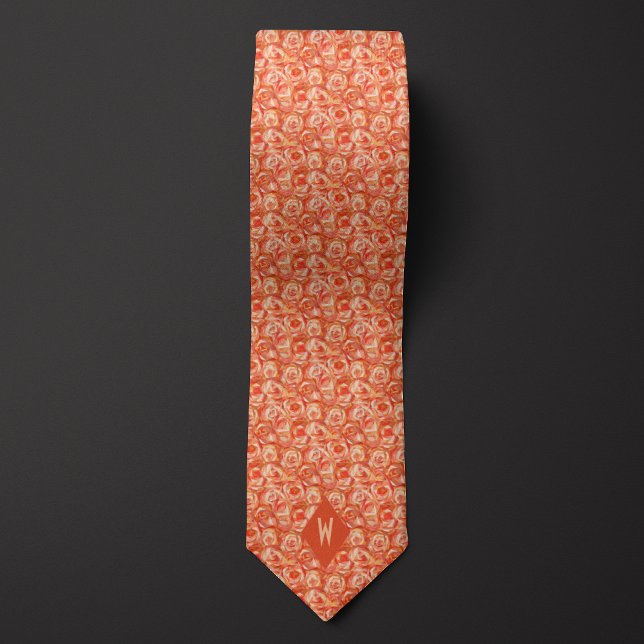 Shades of Peach Cubism Roses Neck Tie (Creator Uploaded)