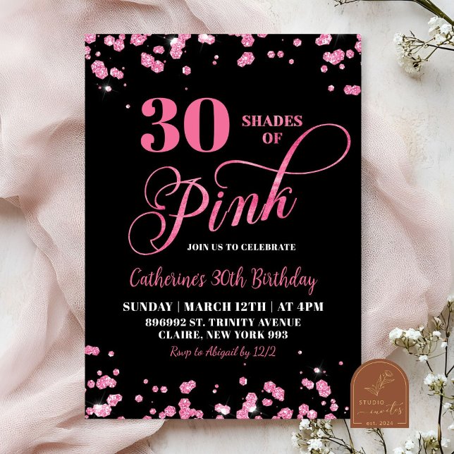 Shades of Pink 30th Birthday Party Invitation (Creator Uploaded)