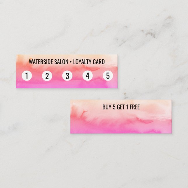 Shades of Pink Abstract Watercolor 5  Loyalty Card (Front/Back)