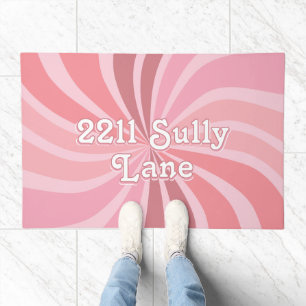 Shades of Pink Address 70s Retro Sunburst Doormat