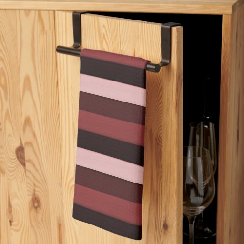 Shades of Pink and Burgundy Striped Kitchen Towel