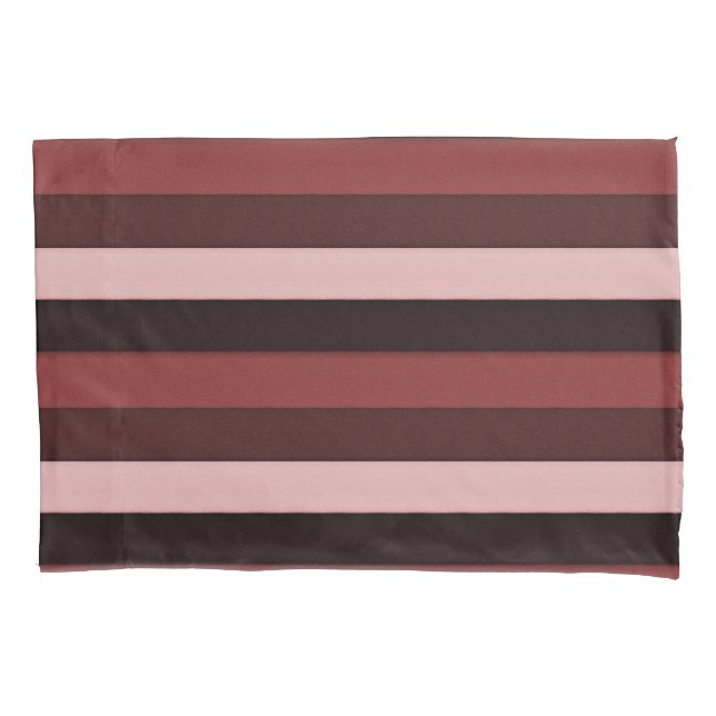 Shades of Pink and Burgundy Striped Pillow Case (Front-Left)