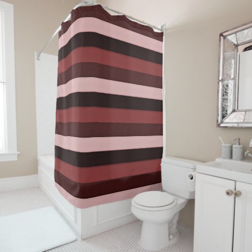 Shades of Pink and Burgundy Striped Shower Curtain