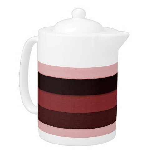 Shades of Pink and Burgundy Striped Teapot