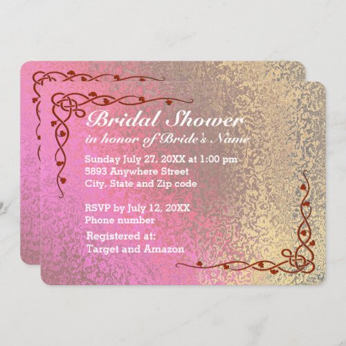 Shades of Pink and Gold Bridal Shower Invitation